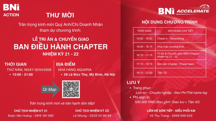 LỄ TRI ÂN & CHUYỂN GIAO BNI ACTION NK21-22